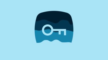 Blue Key icon isolated on blue background. 4K Video motion graphic animation .
