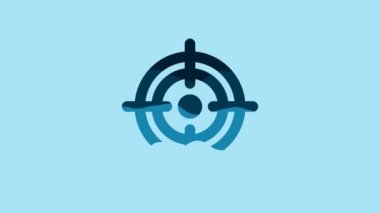 Blue Target financial goal concept icon isolated on blue background. Symbolic goals achievement, success. 4K Video motion graphic animation .