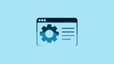 Blue Browser setting icon isolated on blue background. Adjusting, service, maintenance, repair, fixing. 4K Video motion graphic animation .