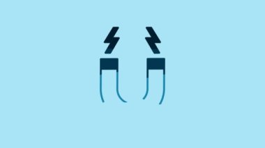 Blue Magnet icon isolated on blue background. Horseshoe magnet, magnetism, magnetize, attraction. 4K Video motion graphic animation .