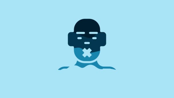 Blue Head Deaf Dumb Guy Icon Isolated Blue Background Dumbness — Stock video