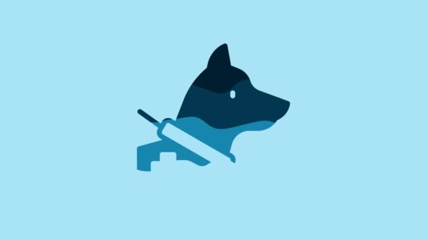 Blue Guide Dog Icon Isolated Blue Background Video Motion Graphic — Wideo stockowe