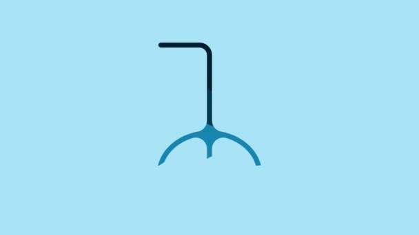 Blue Walking Stick Cane Icon Isolated Blue Background Video Motion — Stockvideo