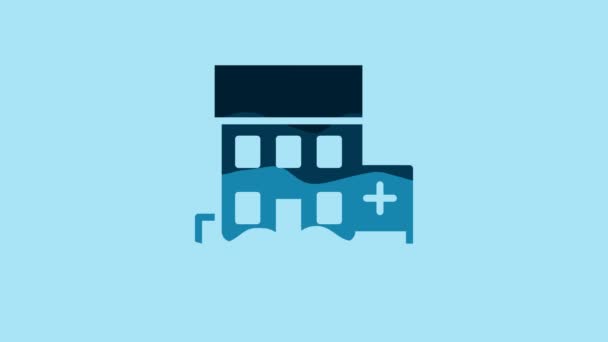 Blue Medical Hospital Building Cross Icon Isolated Blue Background Medical — Stockvideo