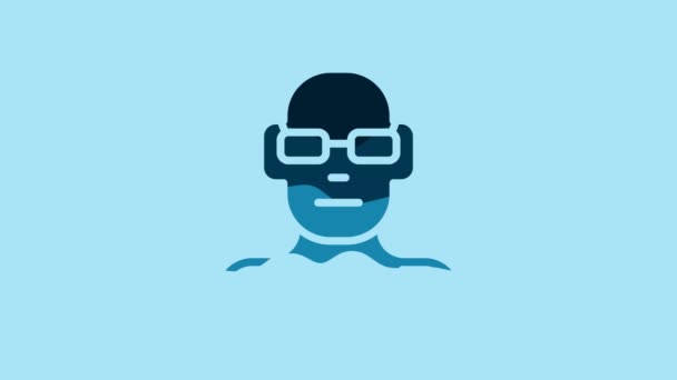 Biru Miskin Penglihatan Dan Dikoreksi Visi Dengan Ikon Kacamata Optik — Stok Video