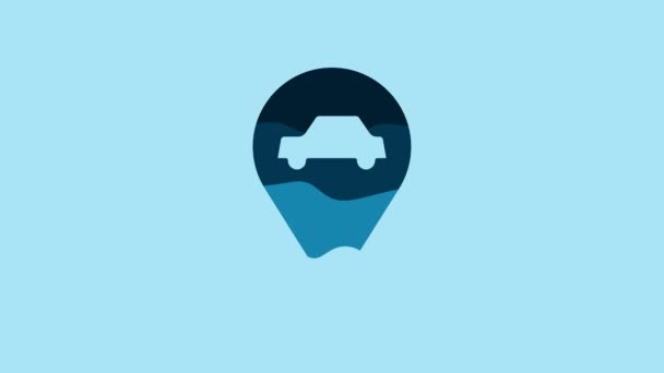 Blue Location Car Service Icon Isolated Blue Background Auto Mechanic — Αρχείο Βίντεο