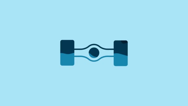 Blue Chassis Car Icon Isolated Blue Background Video Motion Graphic — Stockvideo