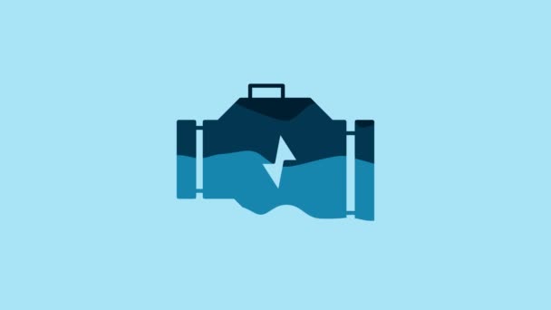 Blue Check Engine Icon Isolated Blue Background Video Motion Graphic — Stockvideo