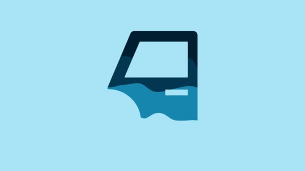 Иконка Двери Синего Автомобиля Выделена Синем Фоне Видеографическая Анимация — стоковое видео