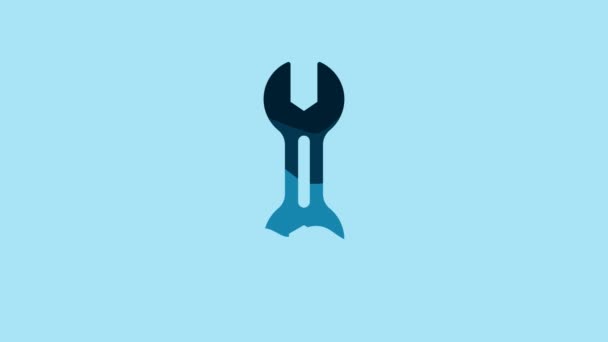 Blue Wrench Spanner Icon Isolated Blue Background Video Motion Graphic — Stock videók