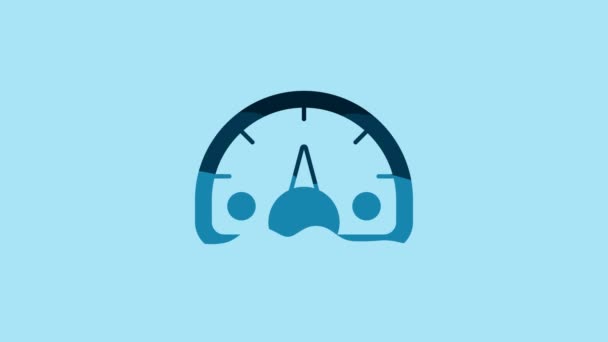 Blue Speedometer Icon Isolated Blue Background Video Motion Graphic Animation — Stock video