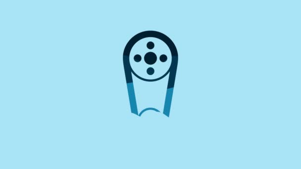 青の背景に隔離された青のタイミングベルトキットアイコン 4Kビデオモーショングラフィックアニメーション — ストック動画