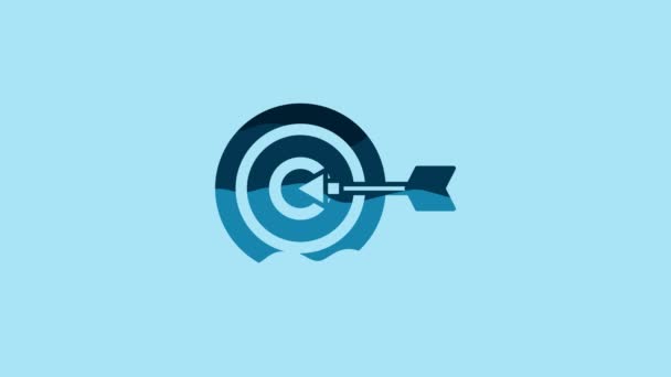 Blue Target Financial Goal Concept Icon Isolated Blue Background Symbolic — Stock video