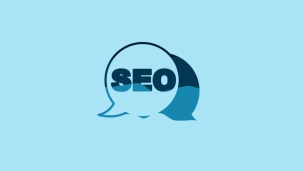 Blue Seo Optimization Icon Isolated Blue Background Video Motion Graphic — Stok video