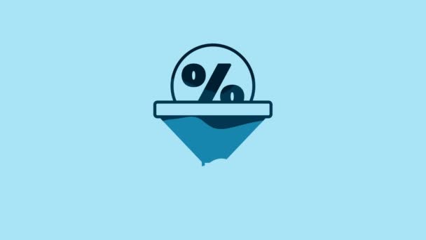 Blue Lead Management Icon Isolated Blue Background Funnel Discount Percent — Αρχείο Βίντεο
