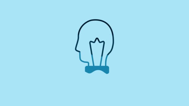 Blue Light Bulb Concept Idea Icon Isolated Blue Background Energy — Wideo stockowe