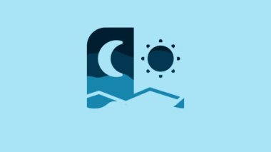 Blue Ramadan fasting icon isolated on blue background. Fast day and night. Religious fasting. 4K Video motion graphic animation.