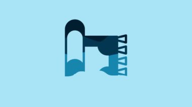 Blue Traditional carpet culture ramadan arabic islamic celebration icon isolated on blue background. 4K Video motion graphic animation.