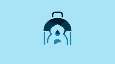 Blue Ramadan Kareem lantern icon isolated on blue background. 4K Video motion graphic animation.