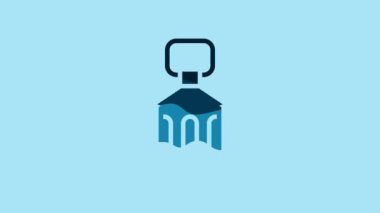 Blue Ramadan Kareem lantern icon isolated on blue background. 4K Video motion graphic animation.