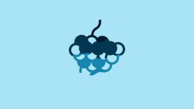 Blue Grape fruit icon isolated on blue background. 4K Video motion graphic animation.