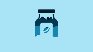 Blue Coffee jar bottle icon isolated on blue background. 4K Video motion graphic animation.