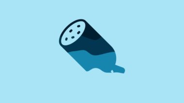 Blue Salami sausage icon isolated on blue background. Meat delicatessen product. 4K Video motion graphic animation.