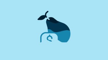 Blue Price tag for pear icon isolated on blue background. 4K Video motion graphic animation.