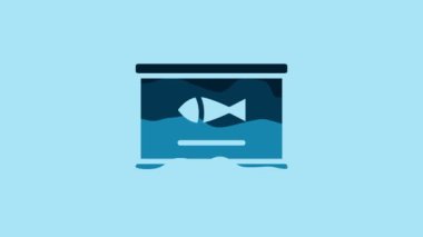 Blue Canned fish icon isolated on blue background. 4K Video motion graphic animation.