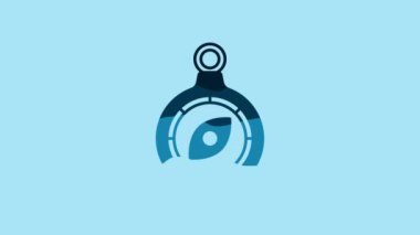 Blue Compass icon isolated on blue background. Windrose navigation symbol. Wind rose sign. 4K Video motion graphic animation.