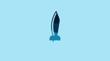 Blue Pirate sword icon isolated on blue background. Sabre sign. 4K Video motion graphic animation.