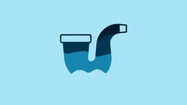 Blue Smoking pipe with smoke icon isolated on blue background. Tobacco pipe. 4K Video motion graphic animation.