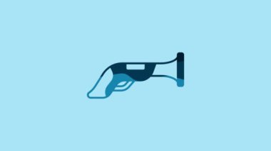 Blue Vintage pistol icon isolated on blue background. Ancient weapon. 4K Video motion graphic animation.