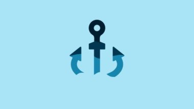 Blue Anchor icon isolated on blue background. 4K Video motion graphic animation.