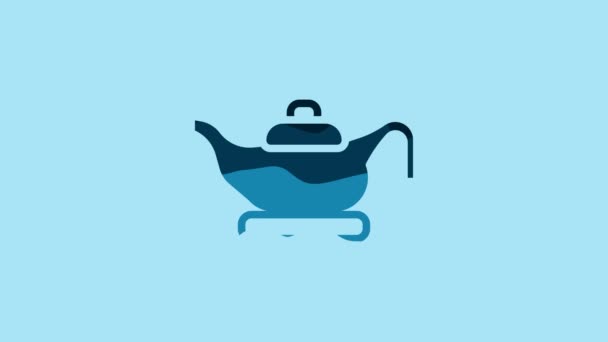 Blue Oil Lamp Icon Isolated Blue Background Video Motion Graphic — Stock videók