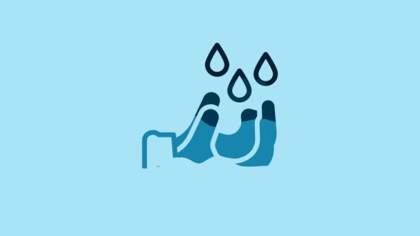 Blue Wudhu Icon Isolated Blue Background Muslim Man Doing Ablution — Stockvideo