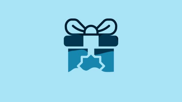 Иконка Голубой Подарочной Коробки Синем Фоне Святой Месяц Рамадан Рождественские — стоковое видео