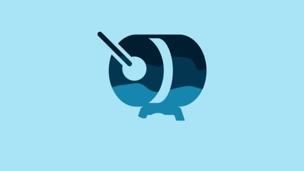 Иконка Голубого Барабана Рамадан Выделена Синем Фоне Видеографическая Анимация — стоковое видео