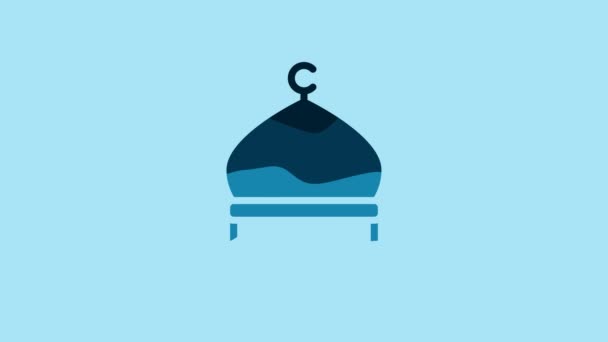 Blue Muslim Mosque Icon Isolated Blue Background Video Motion Graphic — Stockvideo