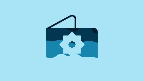 Blue Islamic Octagonal Star Ornament Icon Isolated Blue Background Video — Vídeo de Stock