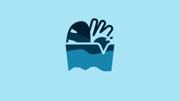 Blue Paper Shopping Bag Food Icon Isolated Blue Background Food — Vídeo de Stock