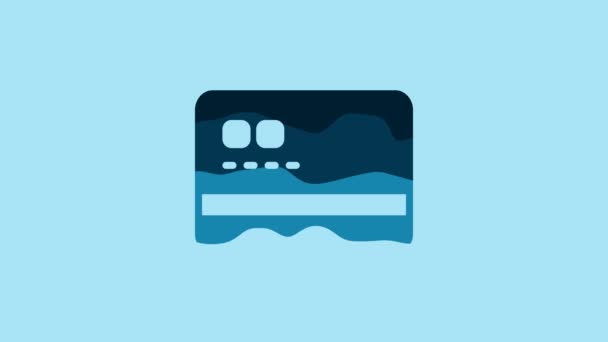 Blue Credit Card Icon Isolated Blue Background Online Payment Cash — Video