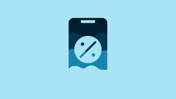 Blue Percent Discount Mobile Phone Icon Isolated Blue Background Sale — Stockvideo