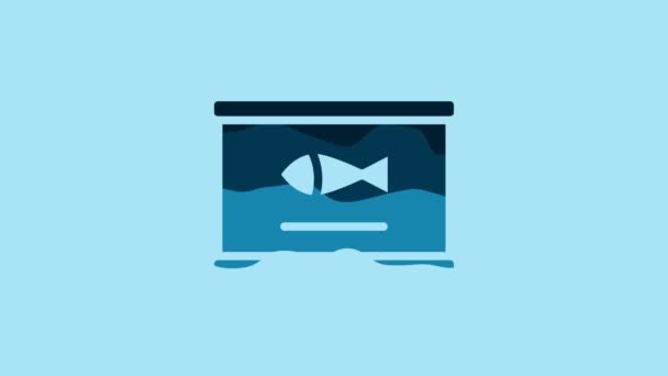Blue Canned Fish Icon Isolated Blue Background Video Motion Graphic — Stock videók