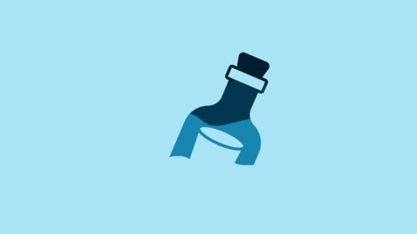 Blue Glass Bottle Message Water Icon Isolated Blue Background Letter — 비디오