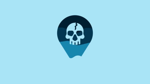 Синий Пиратский Значок Location Выделен Синем Фоне Видеографическая Анимация — стоковое видео