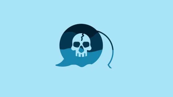 Blue Skull Icon Isolated Blue Background Pirate Captain Happy Halloween — Stockvideo