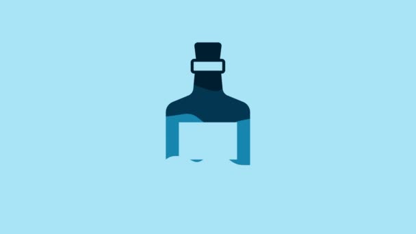 Blue Alcohol Drink Rum Bottle Icon Isolated Blue Background Video — Video
