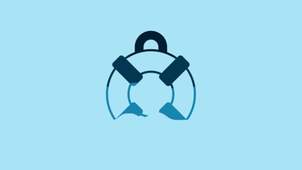 Blue Lifebuoy Icon Isolated Blue Background Lifebelt Symbol Video Motion — Stockvideo