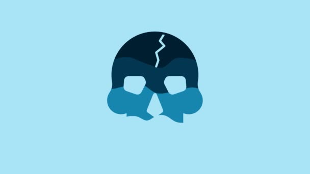 Blue Skull Icon Isolated Blue Background Pirate Captain Happy Halloween — Stockvideo